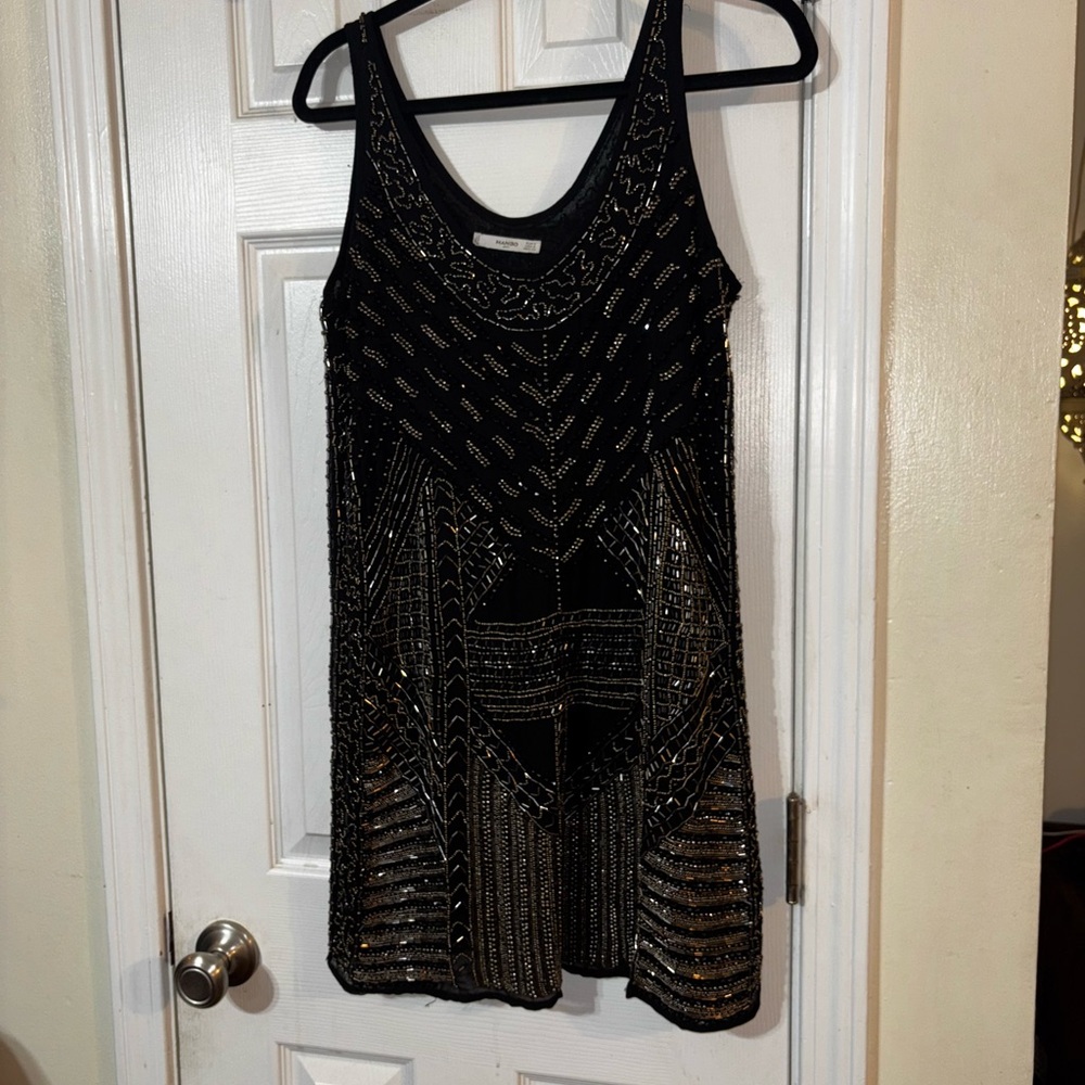 Mango Black and Gold Dress